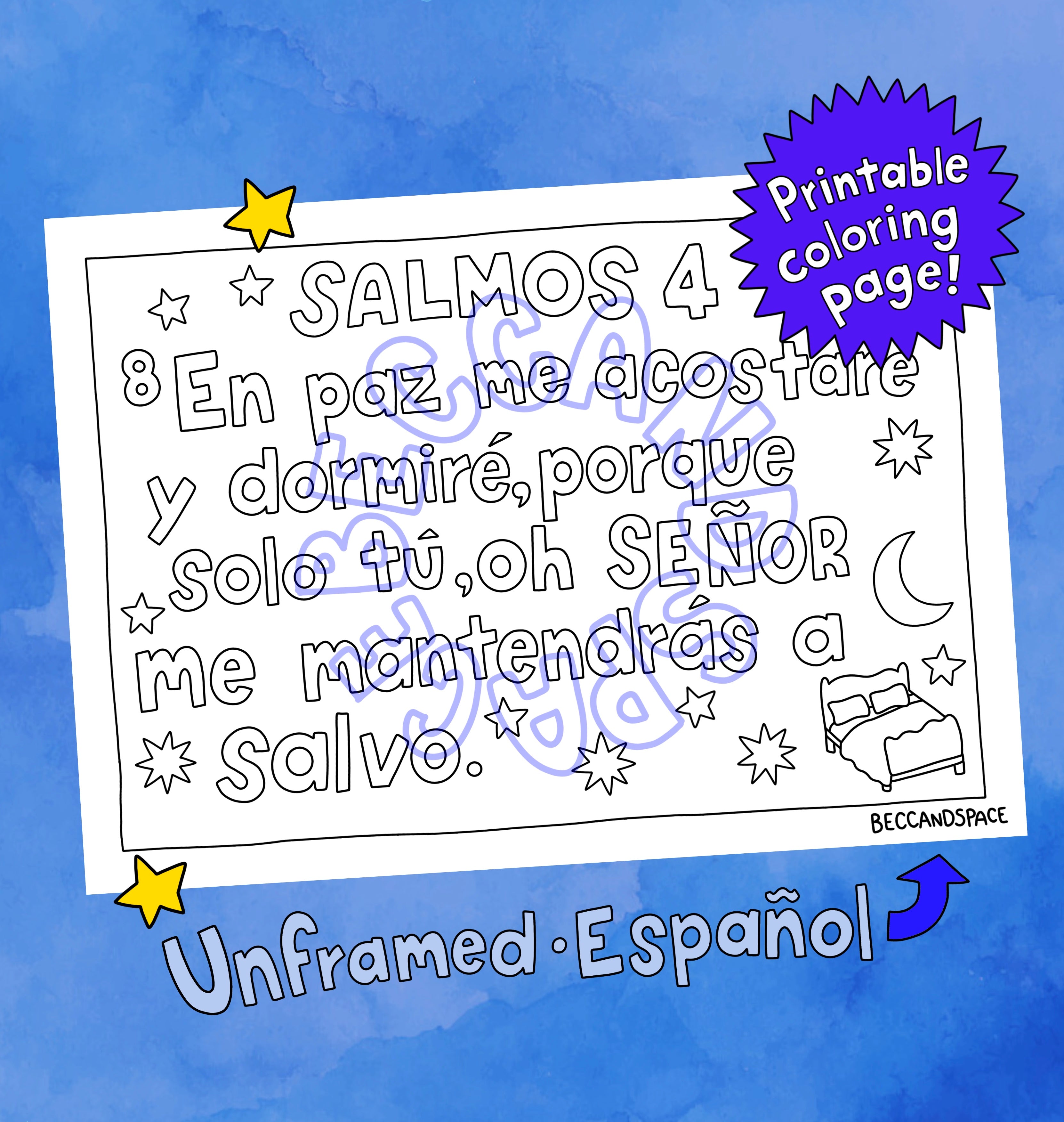 Digital Download • Psalm/Salmos 4:8 🛏️
