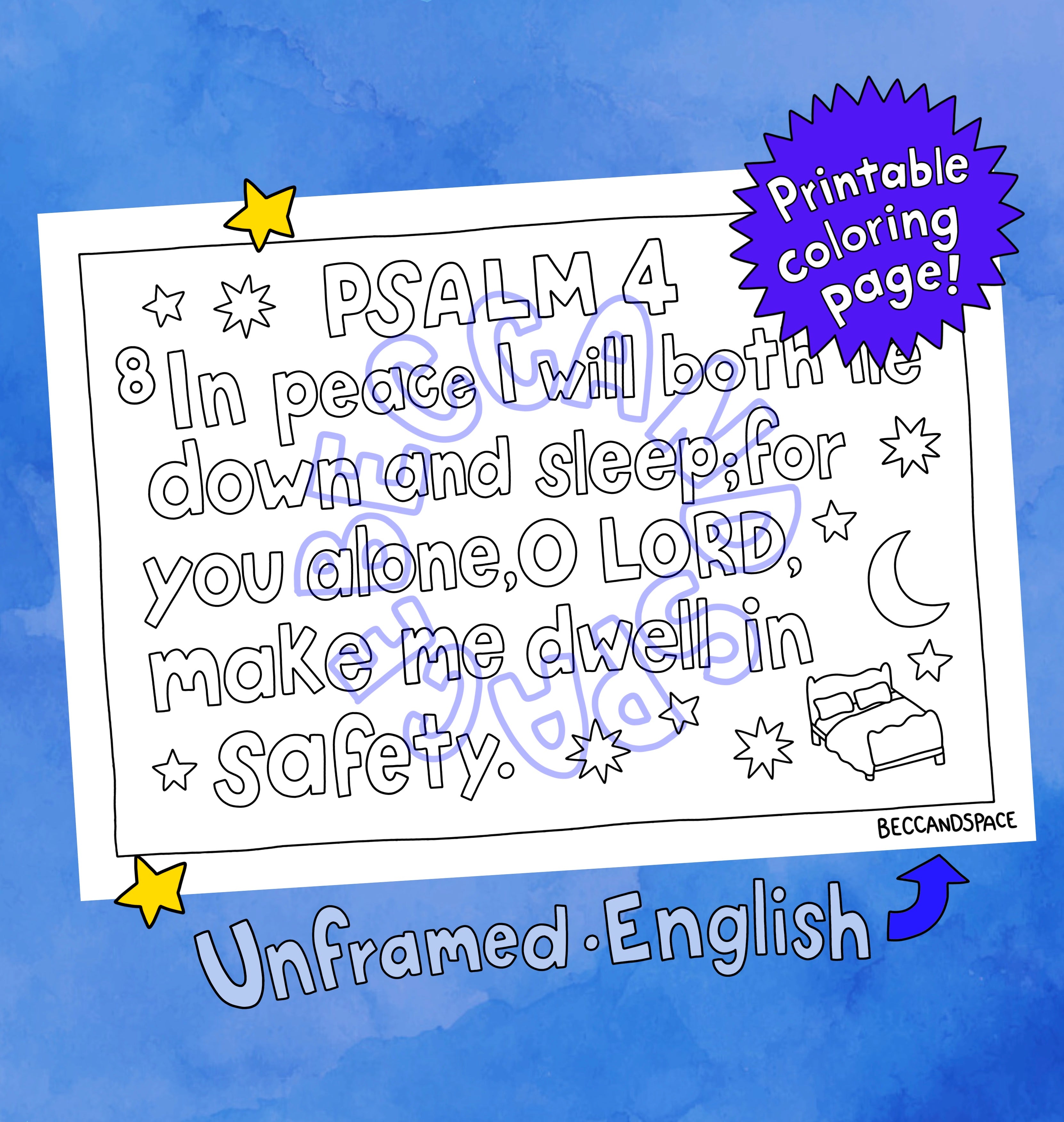 Digital Download • Psalm/Salmos 4:8 🛏️